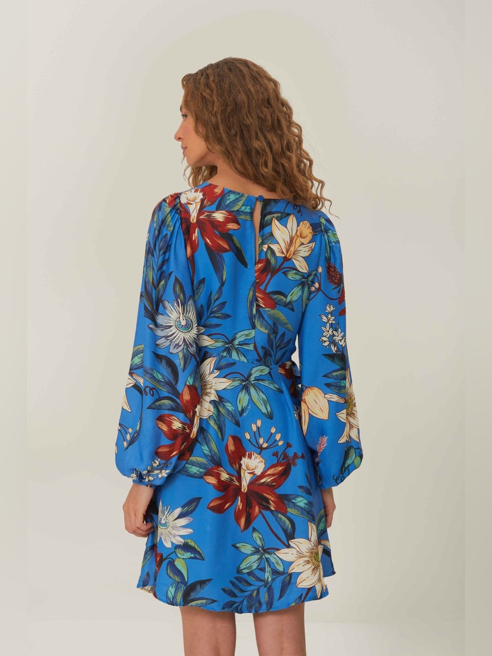 NWOT Farm Rio Blue Surreal Flowers Wrap Mini Dress M - Picture 16 of 16